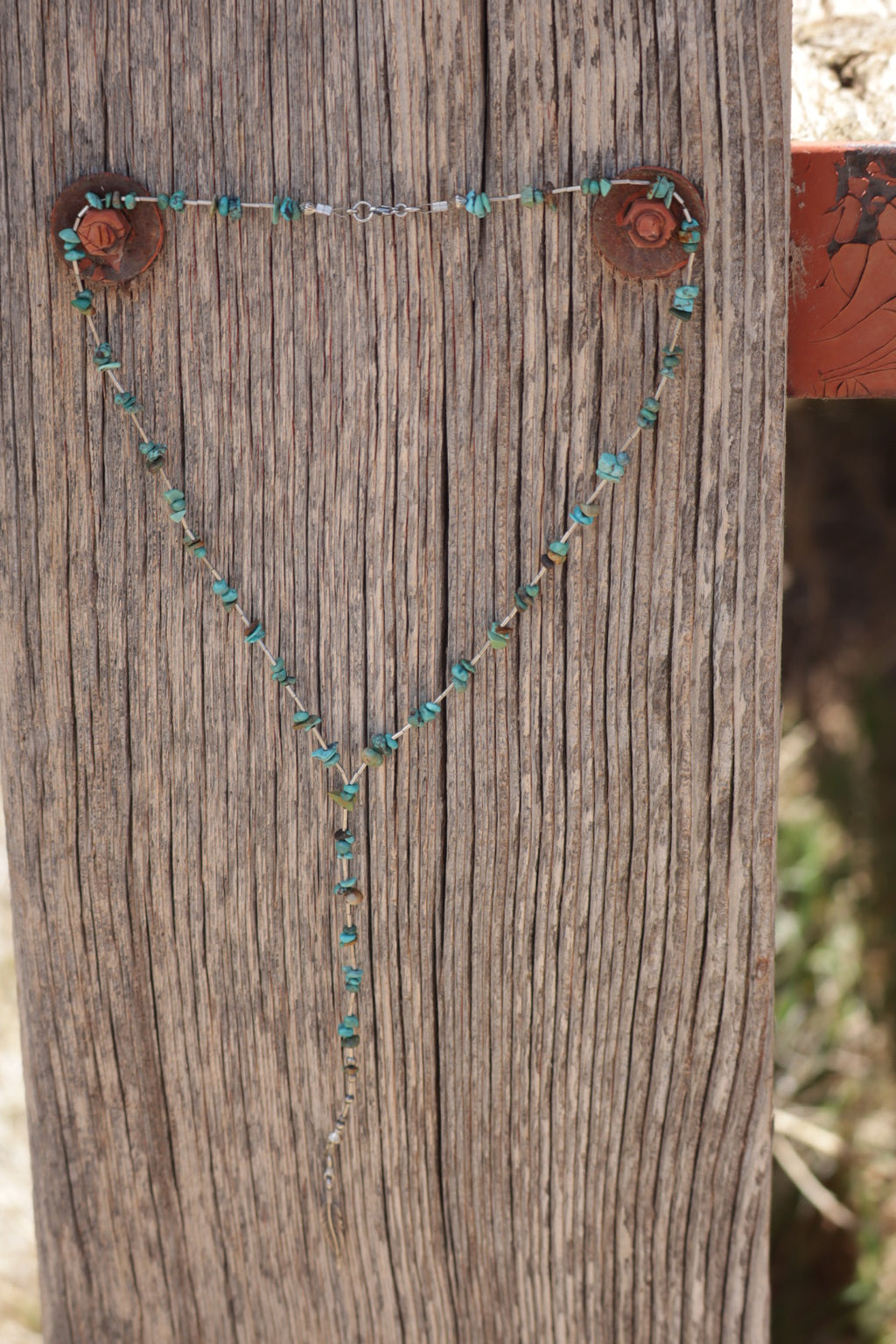 Turquoise and Liquid Silver Lariat