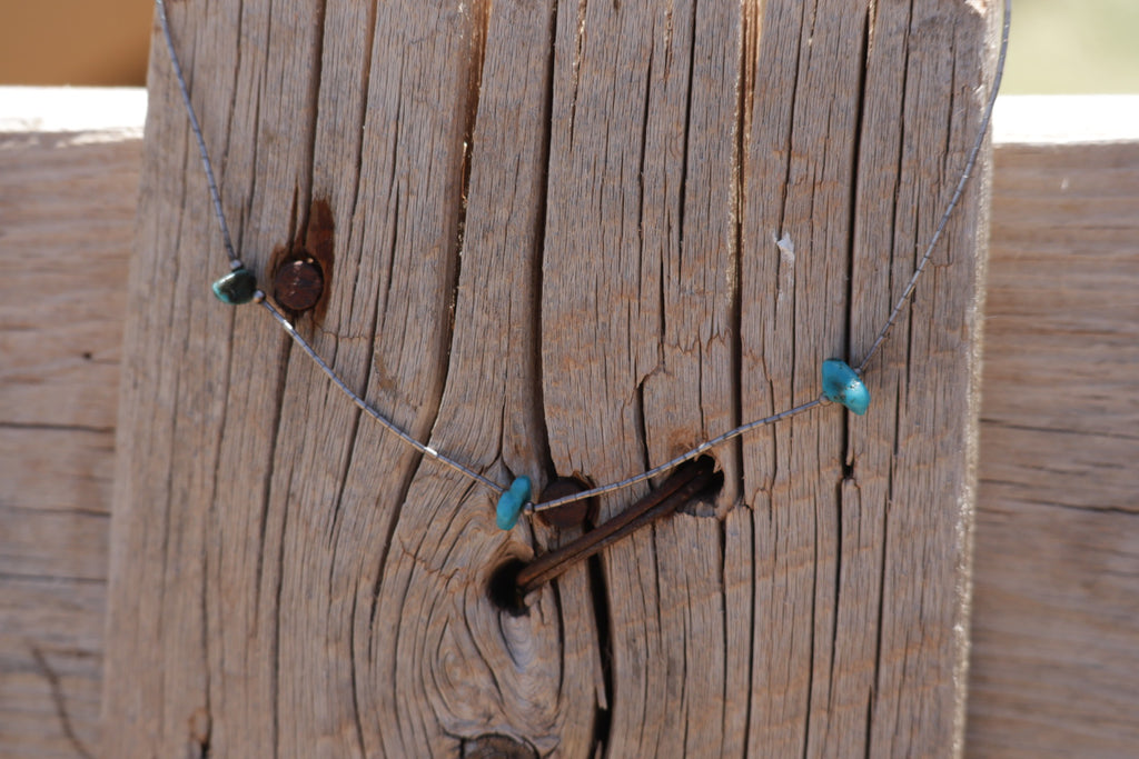 Liquid Silver And Turquoise Necklace.