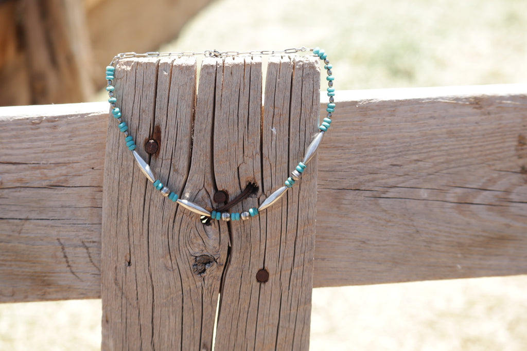 Turquoise Melon Bead Necklace