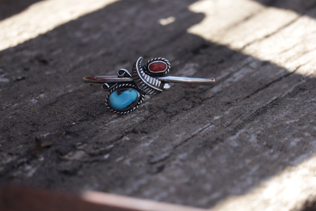 Turquoise And Coral Cuff