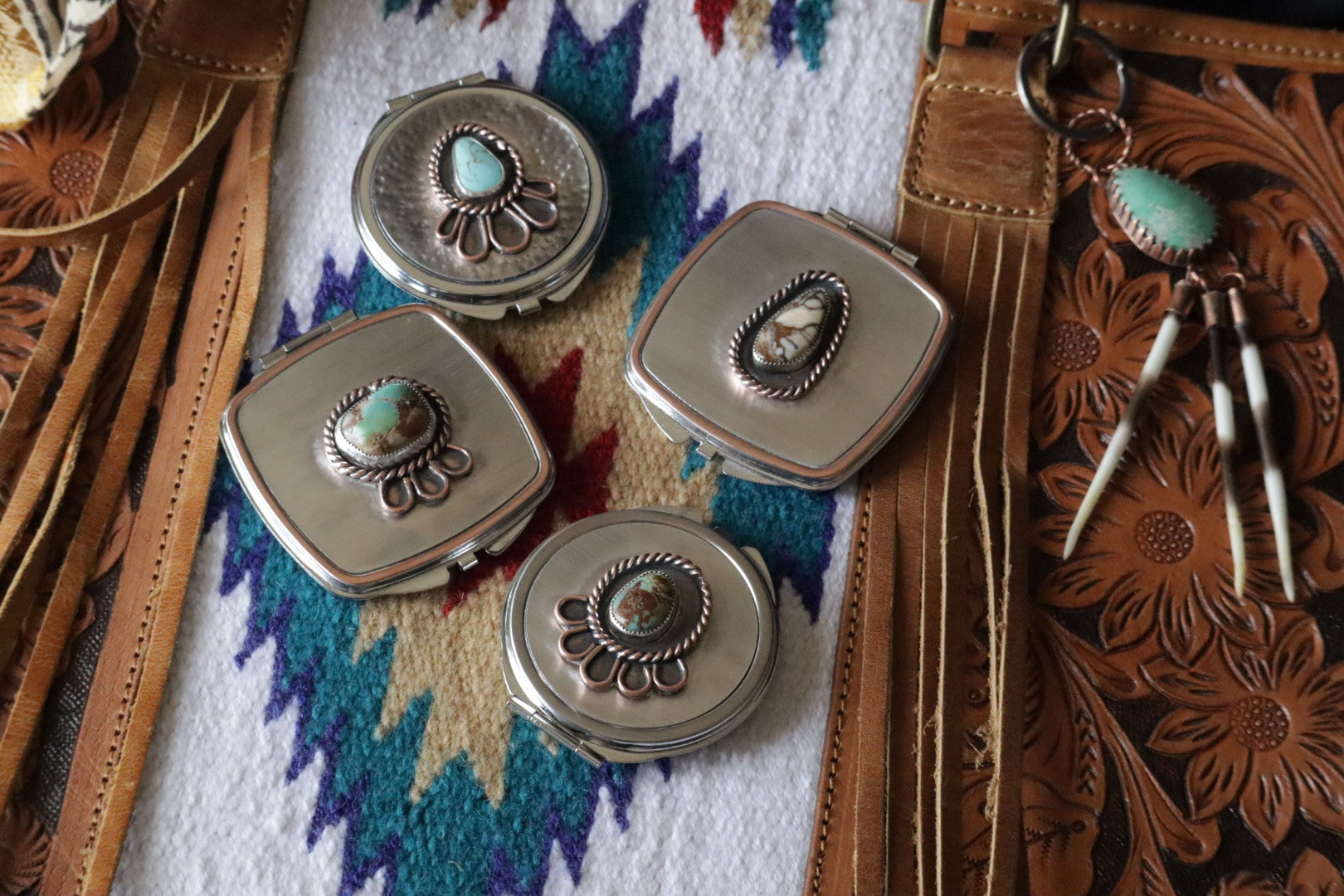 Fox On The Run Tyrone. Turquoise   Pocket Mirror