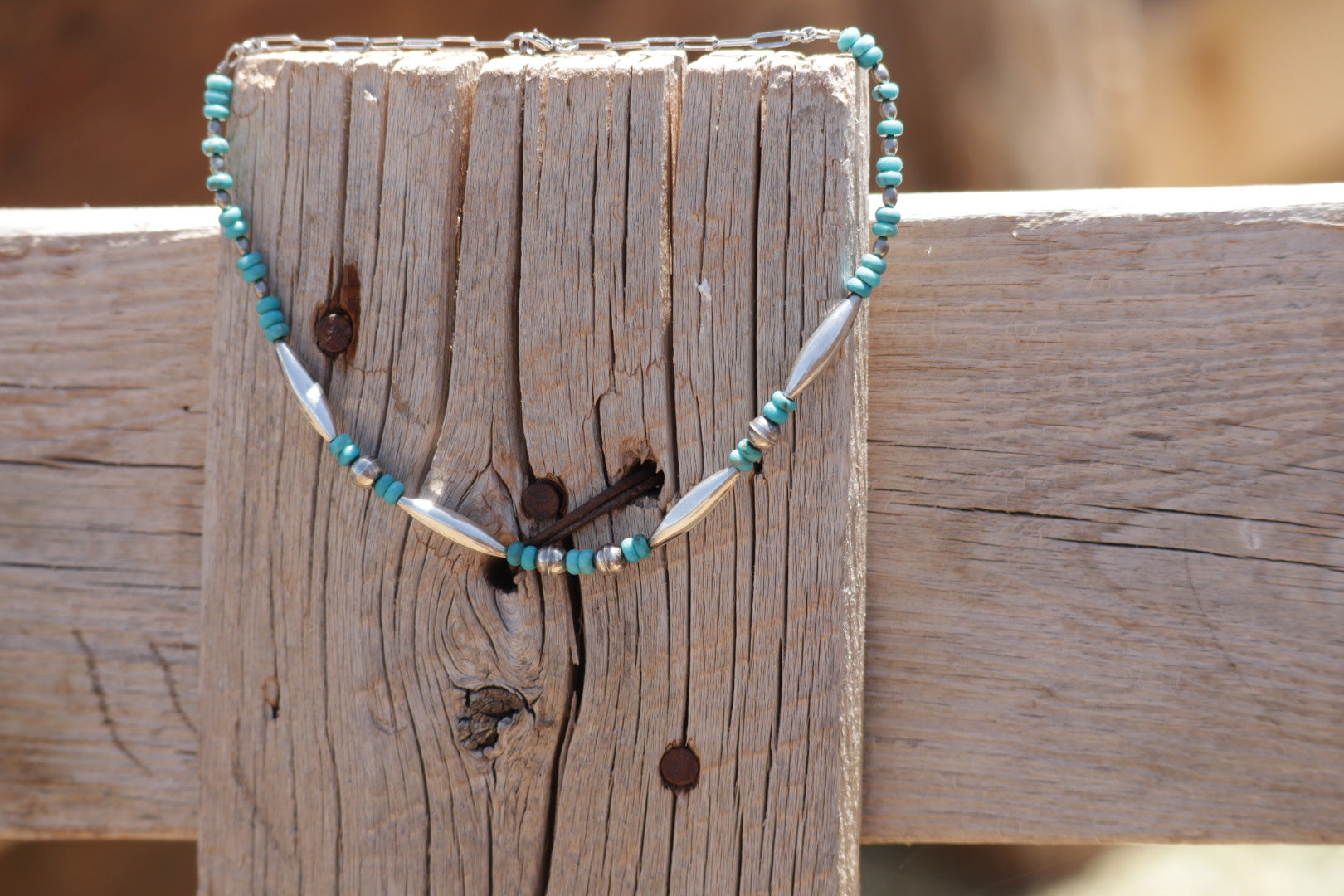 Turquoise Melon Bead Necklace